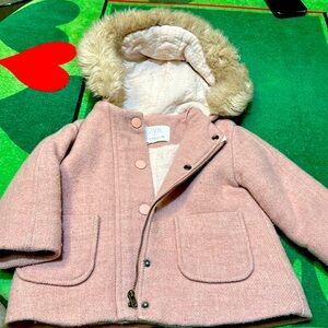 Zara baby girl winter coat pink size 12 to 18 months